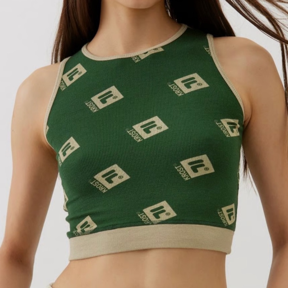 Urban Outfitters - KROST X FILA Green Knit Cropped Tank Top | Size XS